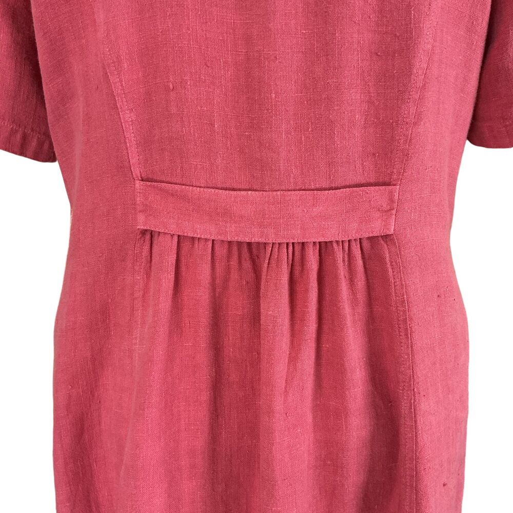 VTG Blue Fish Linen Dress L Coral Southwestern Dragonfly Graphics Lagenlook BOHO - Picture 6 of 12